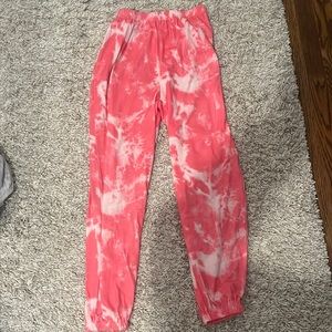 Pink and white tie die sweatpants